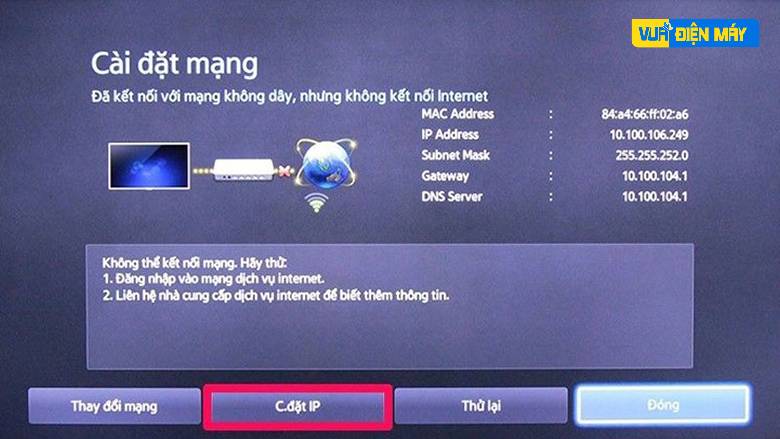 tivi không kết nối được với mạng